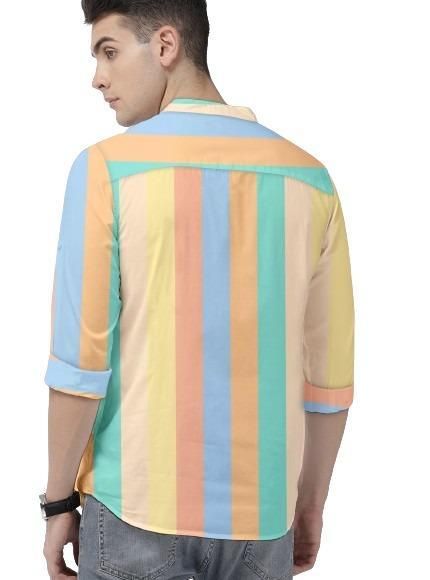 Men's Color Block Spread Collar Casual Shirt