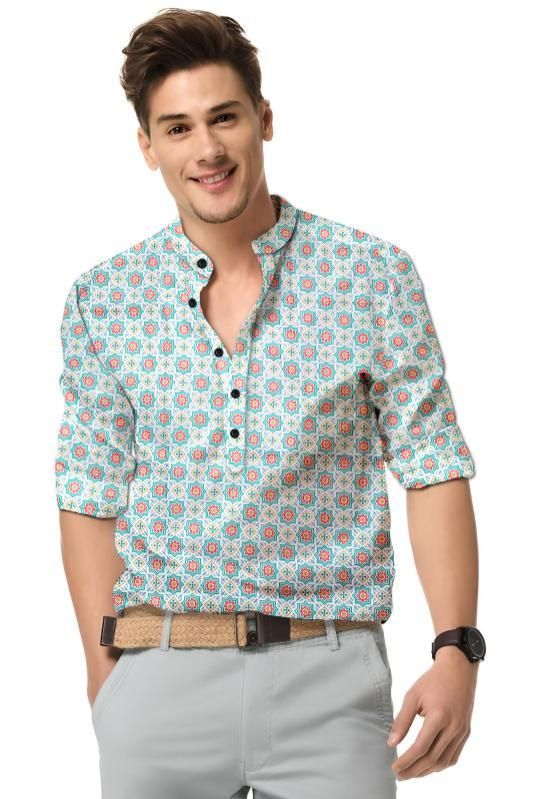 Men's Printed Spread Collar Casual Shirt Multicolor